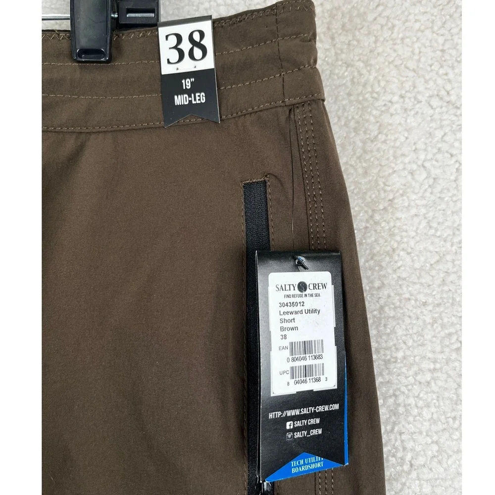 Salty Crew Leeward Utility‎ Shorts Boardshort Mens 38 Brown Tech Hybrid Surf
